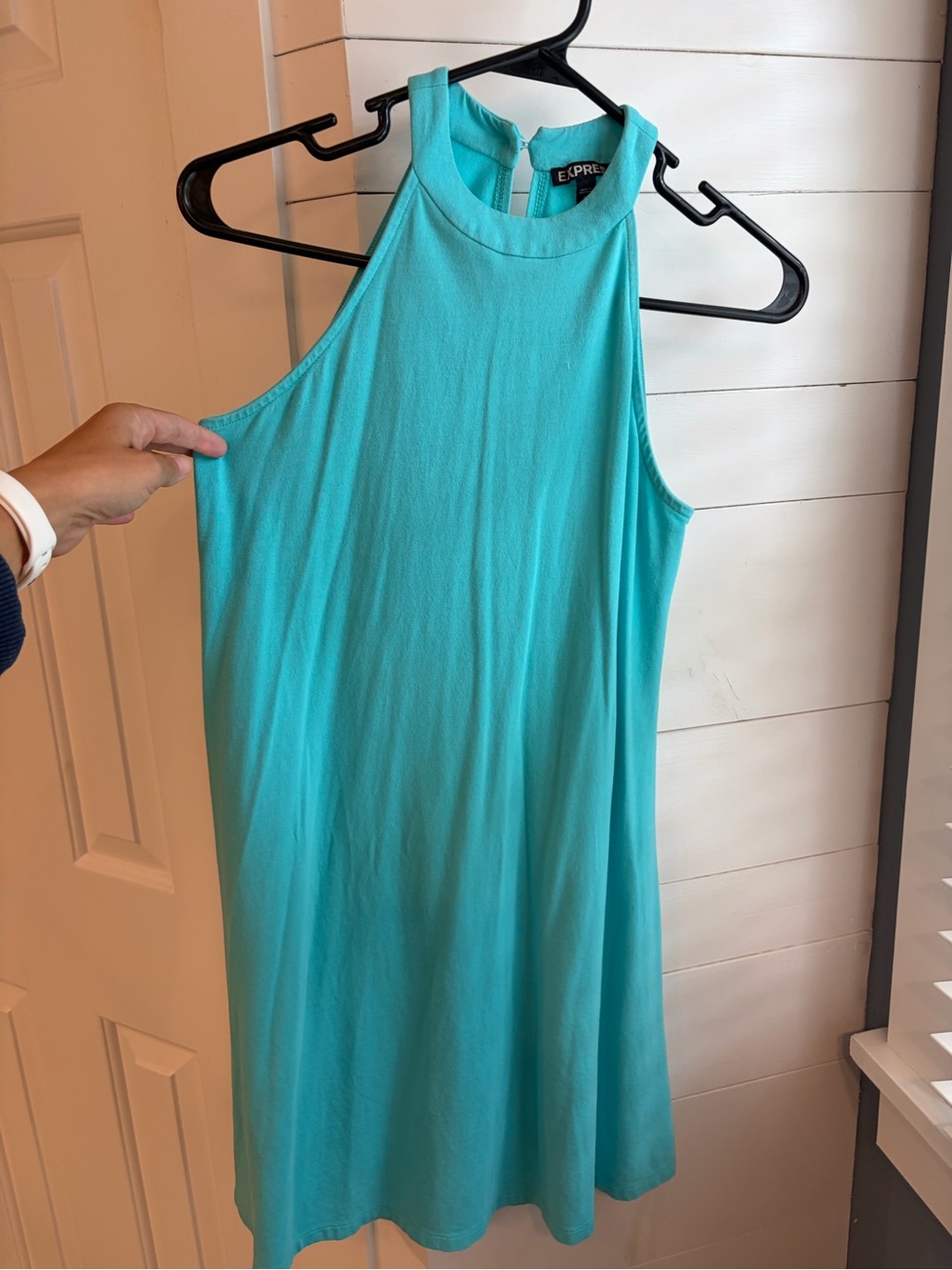 Express Women’s Turquoise High-Neck Mini Dress
